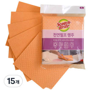 스카치브라이트 빨아쓰는 셀룰로오스 천연펄프 행주, 5개입, 15개