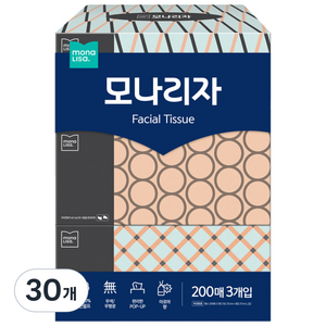 모나리자 천연펄프 미용티슈 2겹, 200매, 30개