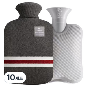 생활애찬 빅사이즈 보온 물주머니 찜질 핫팩 다크그레이 1000ml, 10세트