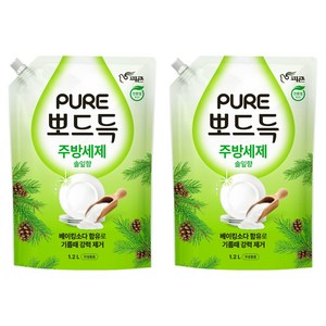 피죤퓨어 뽀드득 주방세제 솔잎향, 1.2L, 2개