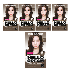 미쟝센 헬로크림 더블커버 새치 염색제, 매트브라운, 5개