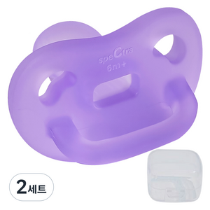 스펙트라 유아용 소프트 올실리콘 쪽쪽이 + 케이스 세트, 0~6개월, 바이올렛, 2세트