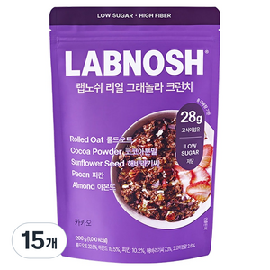 랩노쉬 리얼 그래놀라 크런치 카카오 시리얼, 200g, 15개