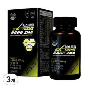 익스트림 L-글루타민 ZMA 1300mg, 120정, 3개