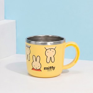 키친유 미피 논슬립 스텐 컵, 옐로우, 1개, 280ml