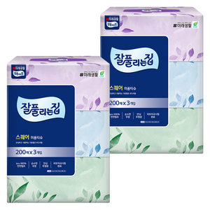 잘풀리는집 스퀘어 천연펄프 미용티슈 2겹, 6개, 200매