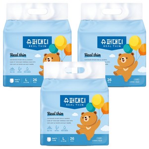 슈퍼대디 리얼씬 팬티형 기저귀 남여공용, 대형(L), 78매