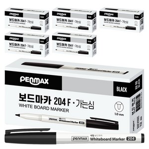 팬맥스 가는심 화이트보드마카 204F, 검정, 72개