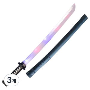 토이토 나이트 LED 사무라이 무사도 장난감칼, 블랙, 3개