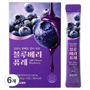유유제약 100% 통째로 갈아 넣은 블루베리 퓨레 안토시아닌 스틱, 20g, 90개