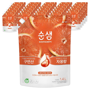 순샘 구연산 자몽향 주방세제 리필, 1.4L, 30개