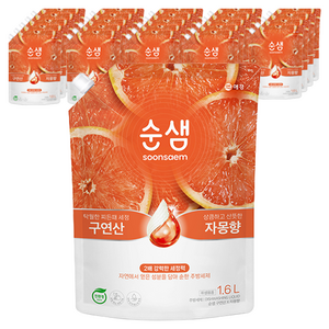 순샘 구연산 자몽향 주방세제 리필, 1.6L, 25개