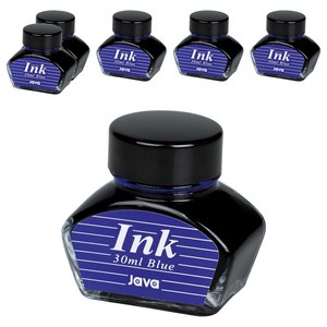 자바펜 만년필용 병잉크 30ml, 6개, 청색
