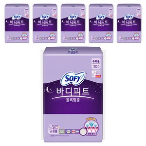 바디피트 볼록맞춤 생리대 날개형, 슈퍼롱, 20개입, 6개