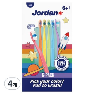조르단 해피스마일 어린이 칫솔 2단계 6세 이상, 랜덤발송, 4개, 6개입