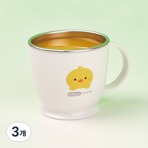 에디슨 프렌즈 논슬립 스텐 한손컵, 오리, 3개, 240ml