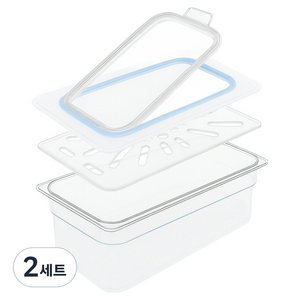 리빙메이트 국산 PC 투명 밧드 3종 세트, 2세트, 6인치 1/3 밧드 + 플립뚜껑 + 물받이