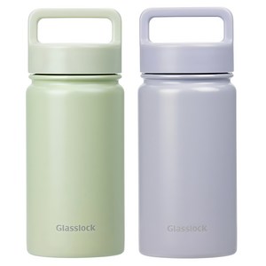 글라스락 스포티 핸들 텀블러 2p, 페일그린 + 페일 라벤더, 350ml, 1세트