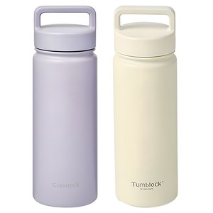 글라스락 스포티 핸들 텀블러 + 텀블락 스포티 핸들 텀블러, 페일라벤더 + 베이지, 500ml, 1세트