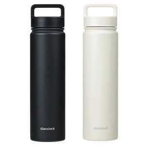 글라스락 스포티 핸들 텀블러 2p, 베이지 + 블랙, 700ml, 1세트