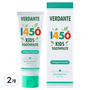 베르단테 1450ppm 어린이 고불소 치약 사과향, 80g, 2개