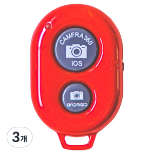 바라보고 블루투스 셀카 리모컨 셔터, ITS-BR1, 레드, 3개