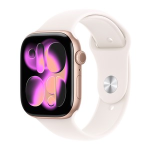 Apple 2025 애플워치 시리즈 11, 로즈 골드, 46mm, GPS+Cellular, 알루미늄,로즈 골드/라이트 블러시 스포츠 밴드, M/L