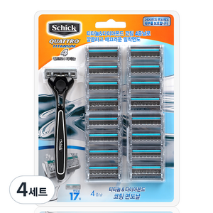 쉬크 쿼트로 4 티타늄 면도기 1p + 여분날 17p 세트, 4세트