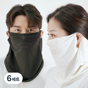 고어트랙스 자외선차단 마스크 2종 세트, 블랙 + 화이트, 6세트