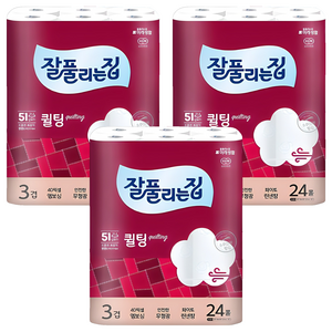 잘풀리는집 퀄팅 3겹 화장지, 30m, 24롤, 3개