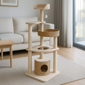 레토 고양이 프리미엄 4단 프라이빗 타워 LCG-CT02, 혼합색상, 1개