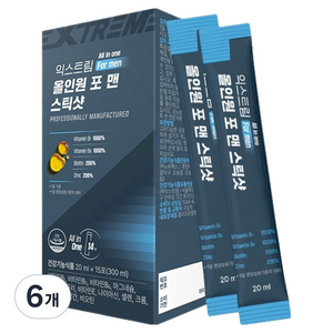 익스트림 올인원 포 맨 스틱샷 멀티비타민 15p, 300ml, 6개