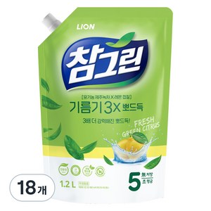 참그린 녹차 뽀드득 주방세제, 1.2L, 18개