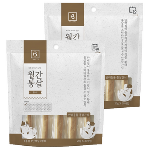 브리더랩 반려동물 월간통살 스틱타입 간식, 닭가슴살 + 황태 혼합맛, 600g, 2개