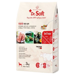 더독 노령견용 강아지 닥터 소프트 사료, 소, 3kg, 1개 골드박스 특가