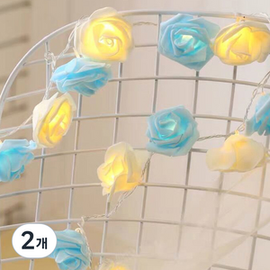 LED 장미 램프 조명 장식, 화이트 + 블루, 2개
