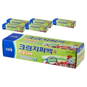 크린랩 크린 이중지퍼백 대형, 대(L), 20개입, 6개
