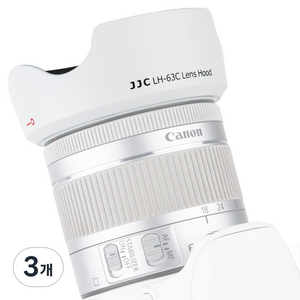 JJC 캐논 RF-S 14-30 24-50 EF-S 18-55 렌즈 후드 원형, LH-63C(WHITE), 3개