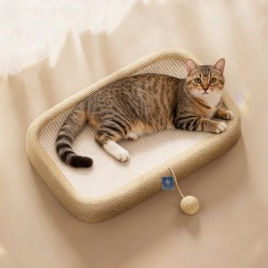 딩동펫 고양이 사이잘 눕눕 스크래쳐 캣닢 침대, 사각화이트, 1개
