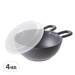 나인웨어 애니멀 래빗 시리얼볼 + 뚜껑세트, 다크그레이, 4세트