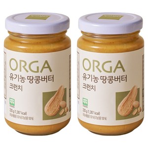 올가홀푸드 100% 유기농 땅콩버터 크런치, 220g, 2개