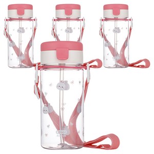 에디슨 유아용 프렌즈 흘림방지 에코젠 빨대컵, 350ml, 4개, 흰토끼래니