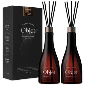 에이센트 오브제 대용량 디퓨저 2p + 스틱 10p 세트, 우드라운지, 500ml, 1개