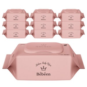Bebeen 시그니처 유아물티슈 캡형, 50g, 100매, 10개