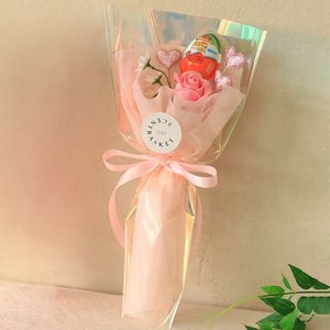 센트바스켓 하트빔 킨더조이 비누 꽃다발, 핑크(꽃다발) + 킨더조이(랜덤발송)