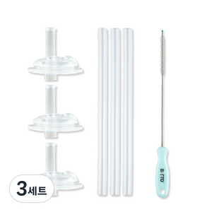 비비또 교체용 빨대 3p + 빨대꼭지 3p + 세척솔 세트, 3세트, 혼합색상