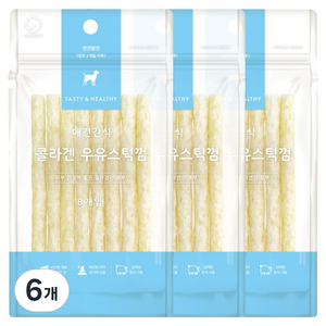 굿데이 강아지 콜라겐 스틱껌 8p, 우유맛, 40g, 6개