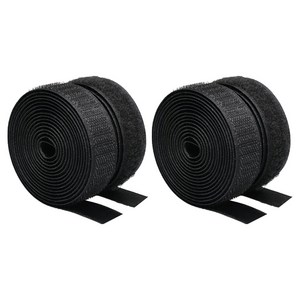 쿠말 접착 초강력 벨크로 테이프 갈고리면 20mm x 5m + 부착면 20mm x 5m 세트, 블랙, 2세트