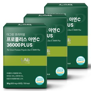 랩온랩 정품 더 그린 프리미엄 프로폴리스 아연C 36000 플러스, 60정, 3개