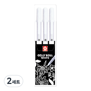 겔리롤 볼펜 3종 세트 0.5 + 0.8 + 1.0mm, 화이트, 2세트